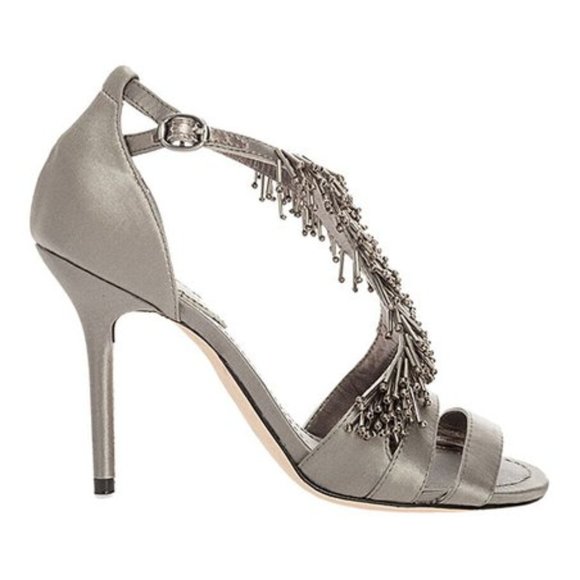 NWT/NIB Leon Max | Gray Samba Beaded T-Strap Sandal -8.5 - Picture 2 of 10